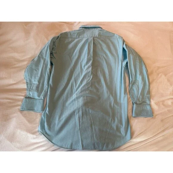 Chaps Men’s Light Blue Classic Oxford Button Down Dress Shirt - Medium Spring - Picture 4 of 4